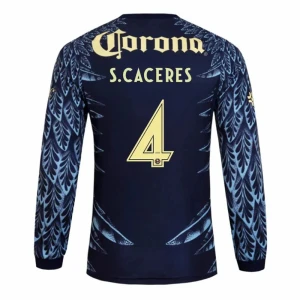 Club América Koszulka Piłkarska 2025-26 S. CACERES #4 Wyjazdowa Męska Długi Rękaw