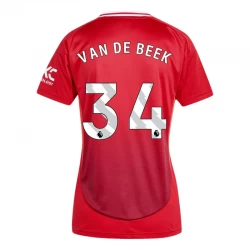 Damska Koszulka Manchester United Van De Beek #34 2024-25 Domowa