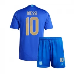 Dzieci Lionel Messi #10 Strój Piłkarski Koszulka + Spodenki Argentyna Copa America 2024 Wyjazdowa