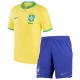 Dzieci Strój Piłkarski Koszulka + Spodenki Brazylia Mistrzostwa Świata 2022 Domowa