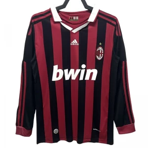 Koszulka AC Milan Retro 2009-10 Domowa Męska Długi Rękaw
