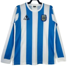 Koszulka Argentyna Retro 1986 Domowa Męska Długi Rękaw