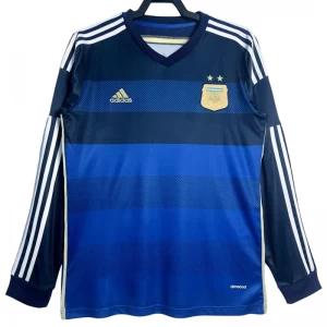 Koszulka Argentyna Retro 2014 Wyjazdowa Męska Długi Rękaw