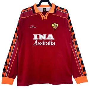 Koszulka AS Roma Retro 1998-99 Domowa Męska Długi Rękaw