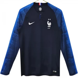Koszulka Francja World Cup Retro 2018 Domowa Męska Długi Rękaw