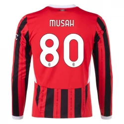 Koszulka Piłkarska AC Milan Musah #80 2024-25 Domowa Męska Długi Rękaw