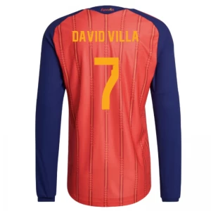Koszulka Piłkarska David Villa #7 Hiszpania Mistrzostwa Świata 2026 Domowa Męska Długi Rękaw