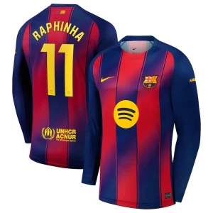 Koszulka Piłkarska FC Barcelona Raphinha #11 2025-26 Domowa Męska Długi Rękaw