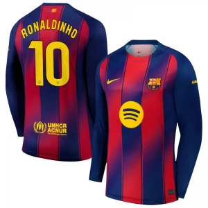 Koszulka Piłkarska FC Barcelona Ronaldinho Gaúcho #10 2025-26 Domowa Męska Długi Rękaw