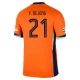Koszulka Piłkarska Frenkie de Jong #21 Holandia Mistrzostwa Europy 2024 Domowa Męska