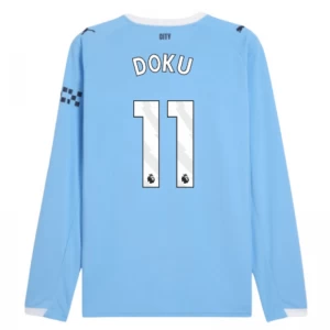 Koszulka Piłkarska Manchester City Jérémy Doku #11 2025-26 Domowa Męska Długi Rękaw