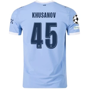Koszulka Piłkarska Manchester City Khusanov #45 2025-26 Champions League Domowa Męska