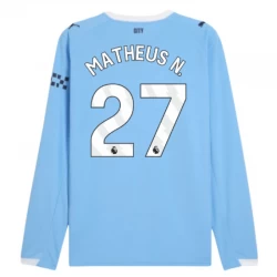 Koszulka Piłkarska Manchester City Matheus N. #27 2025-26 Domowa Męska Długi Rękaw