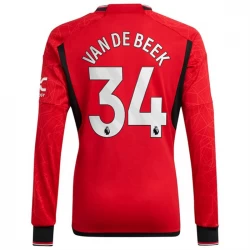 Koszulka Piłkarska Manchester United Van De Beek #34 2023-24 Domowa Męska Długi Rękaw