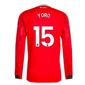 Koszulka Piłkarska Manchester United Yoro #15 2025-26 Domowa Męska Długi Rękaw