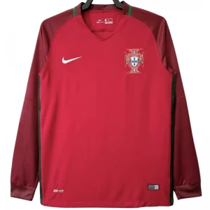Koszulka Portugalia Retro 2016 Domowa Męska Długi Rękaw