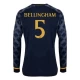 Real Madryt Koszulka Piłkarska 2023-24 Jude Bellingham #5 Wyjazdowa Męska Długi Rękaw
